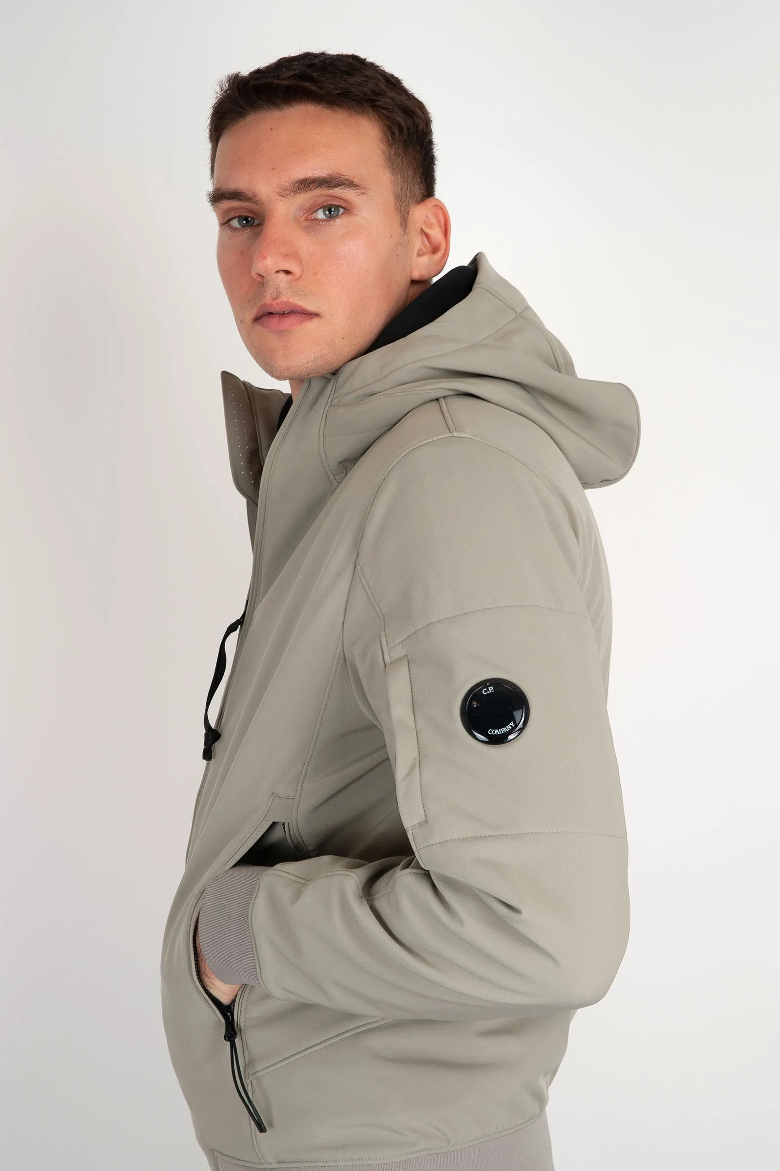 Shell-R Hooded Nylon Jacket made from Recycled Nylon in Ice