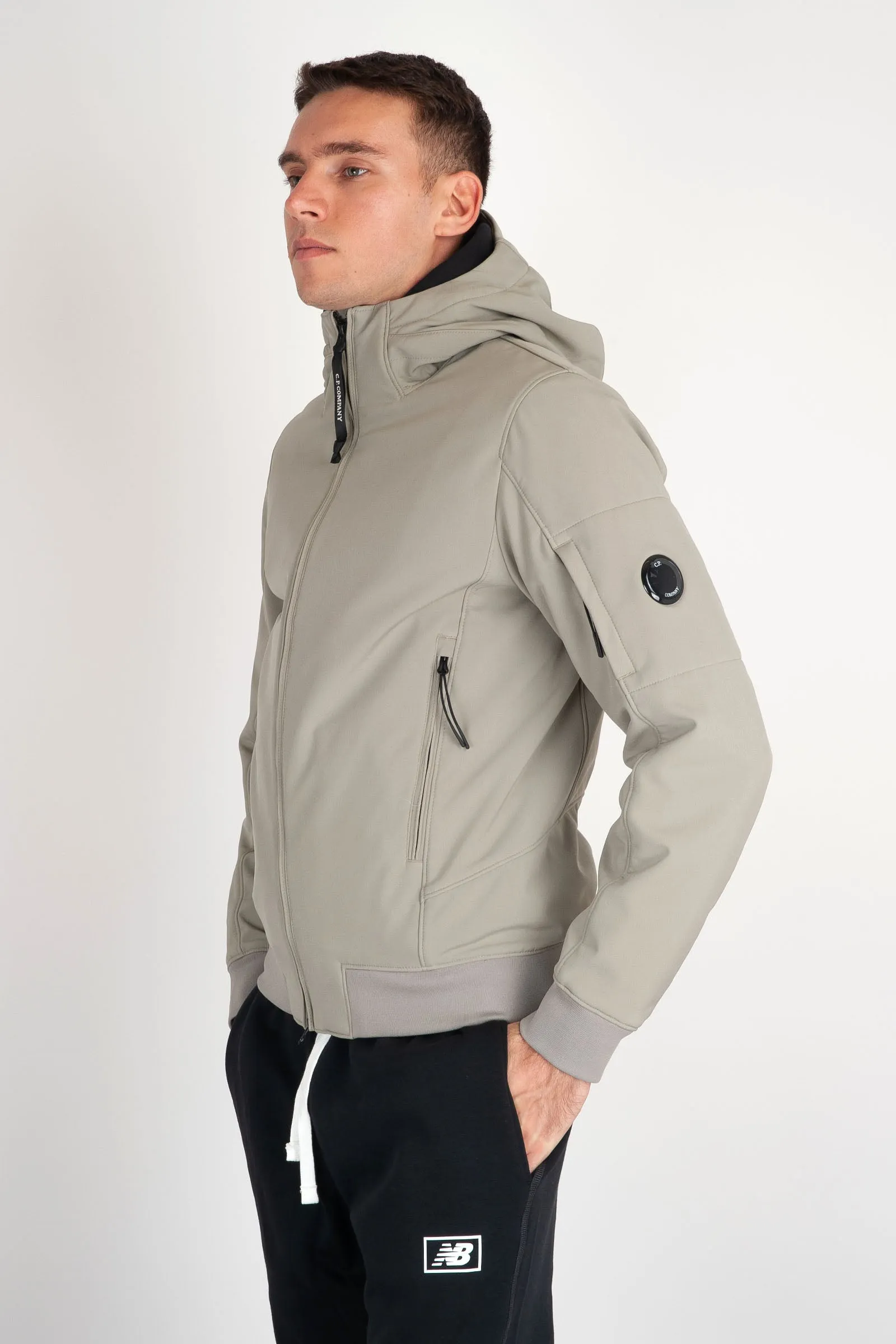 Shell-R Hooded Nylon Jacket made from Recycled Nylon in Ice