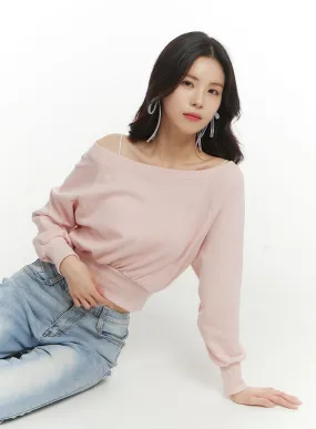 Off-Shoulder Crop Sweatshirt OF427