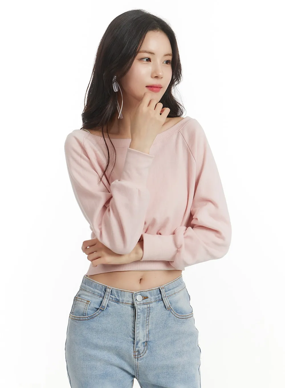 Off-Shoulder Crop Sweatshirt OF427