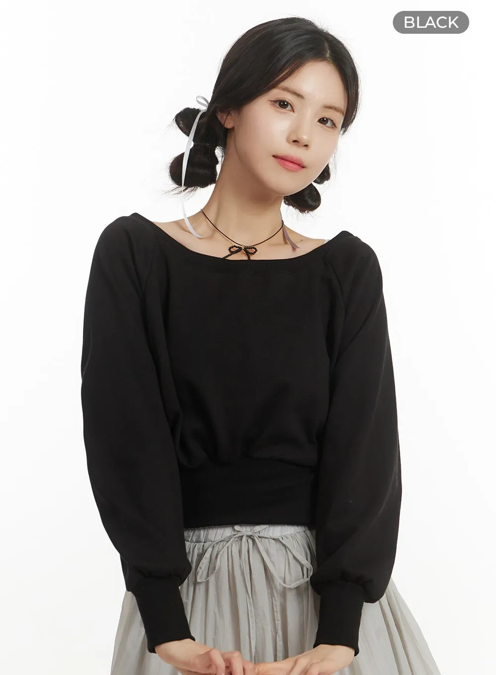 Off-Shoulder Crop Sweatshirt OF427