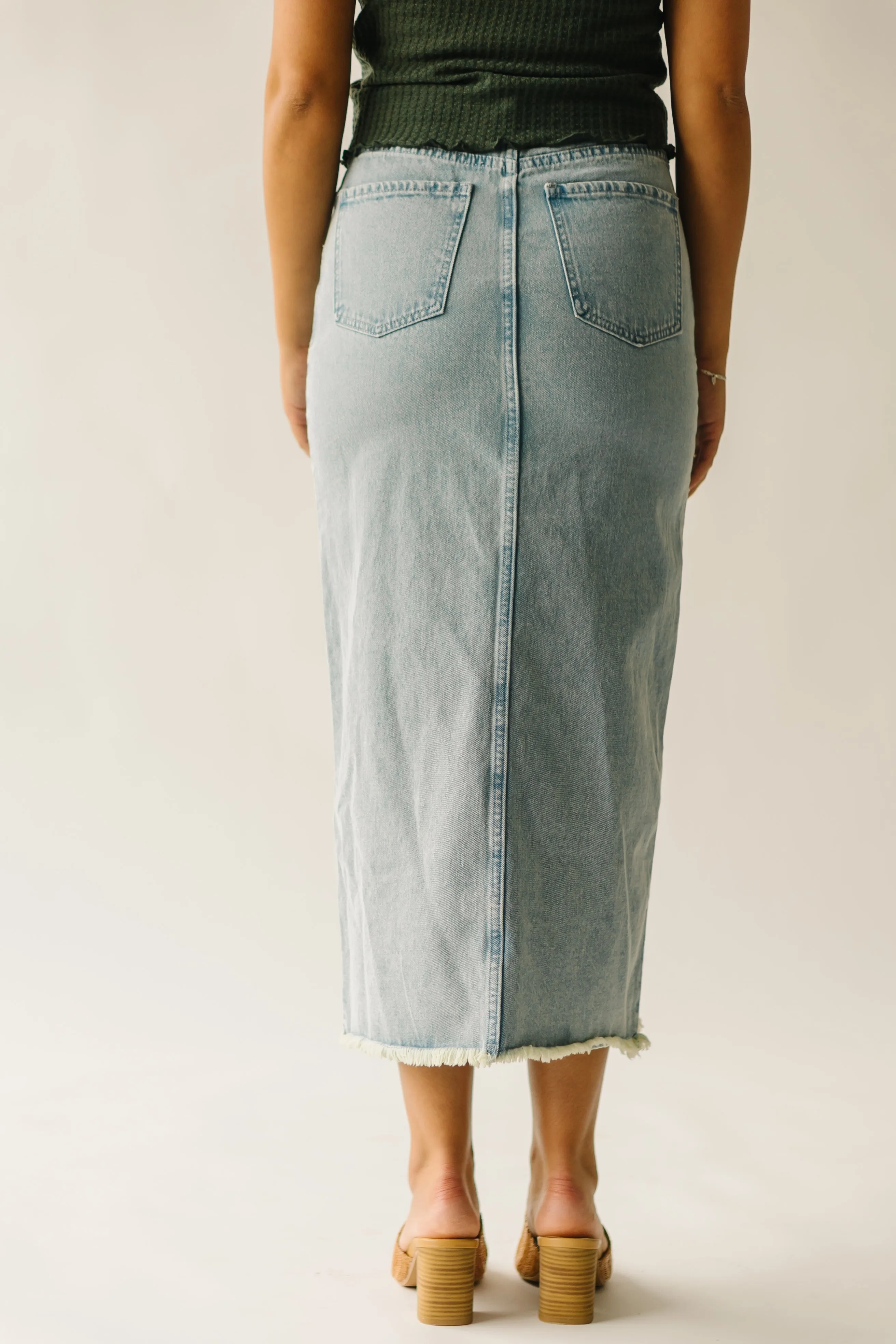 Slit Denim Skirt Light Blue