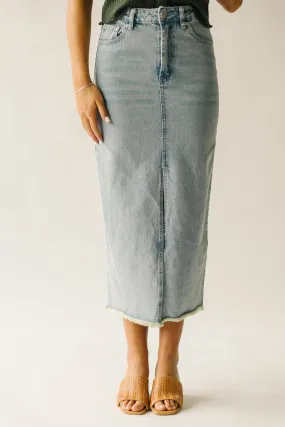 Slit Denim Skirt Light Blue