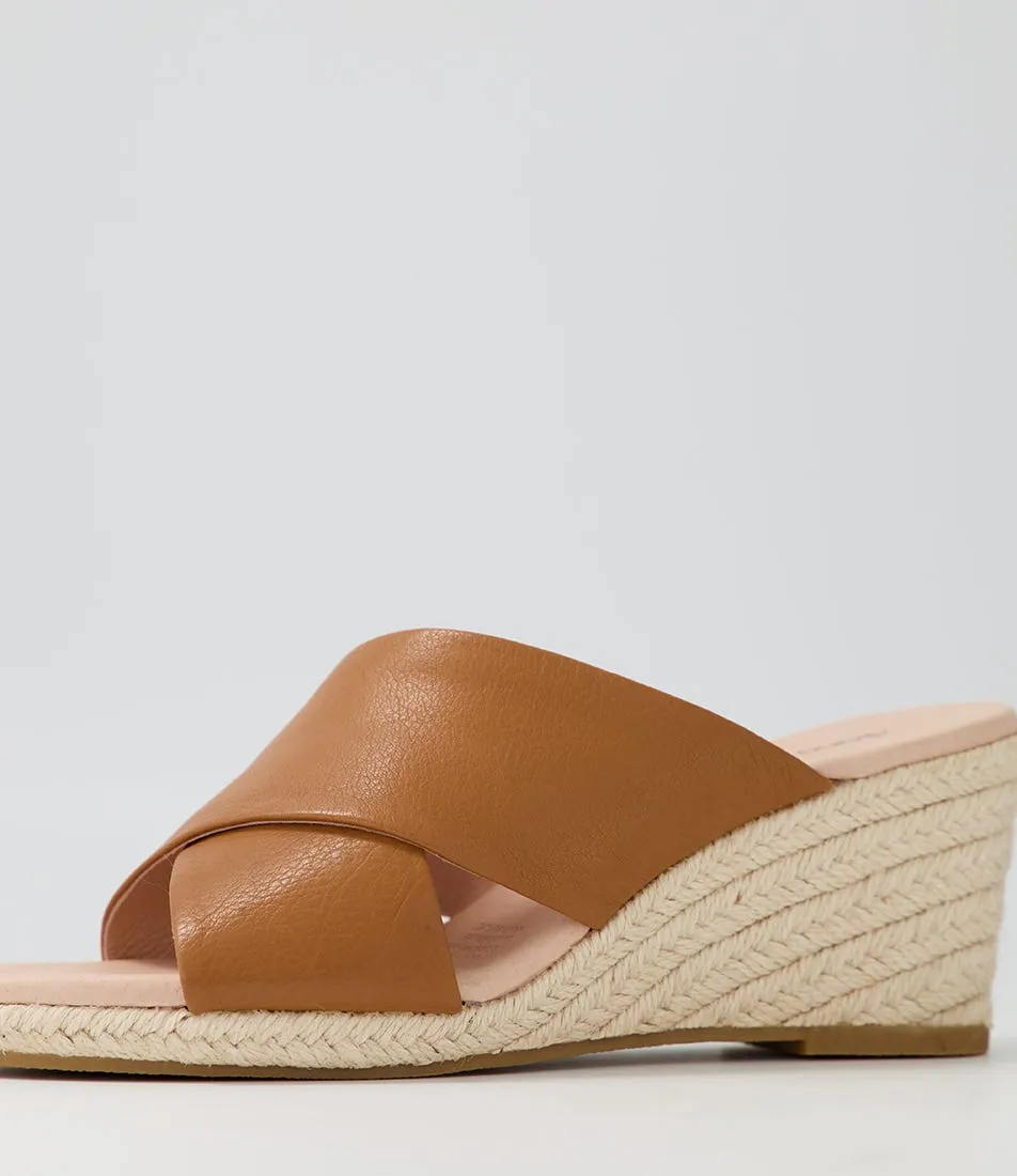 DIANA FERRARI Jinna Tan Leather Espadrilles