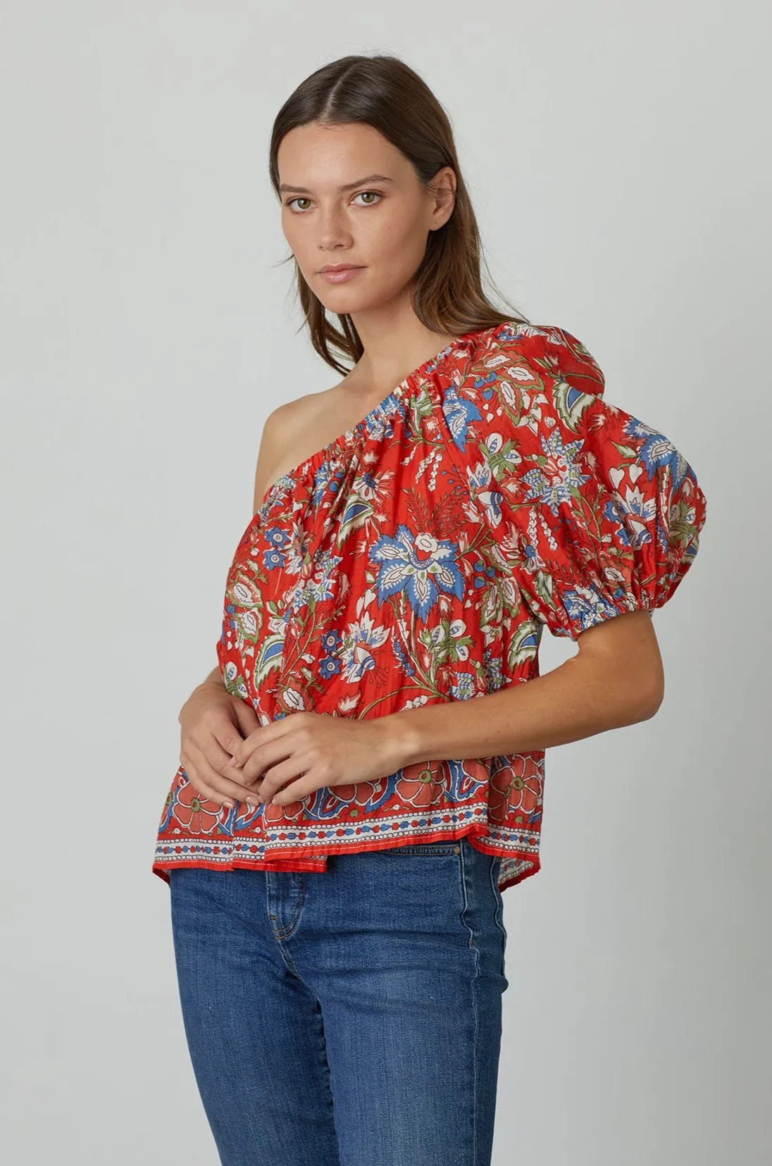 ONE SHOULDER PRINTED TOP