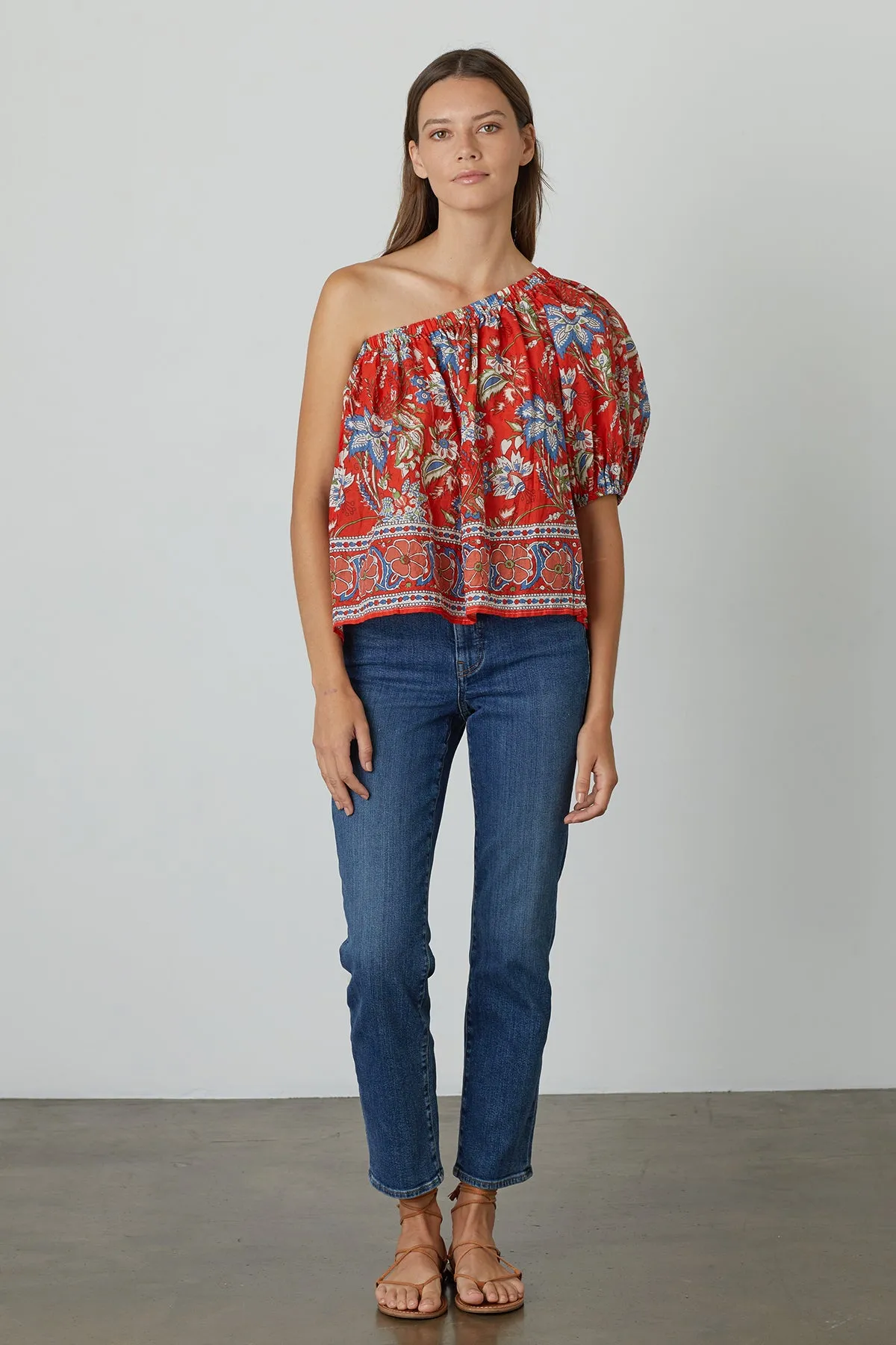 ONE SHOULDER PRINTED TOP