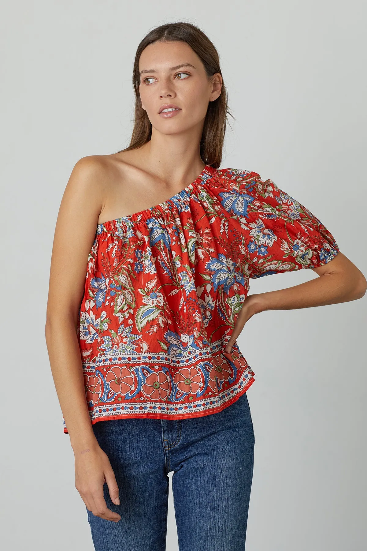 ONE SHOULDER PRINTED TOP