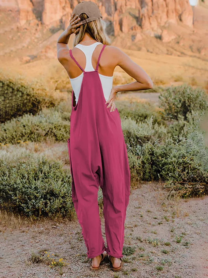 Sleeveless V-Neck Pocketed Jumpsuit in Full Size by Double Take