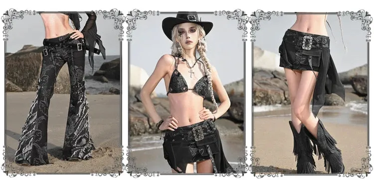 Womens Spaghetti Strap Crop Top with Dragon Rivet and Metal Chain Decoration