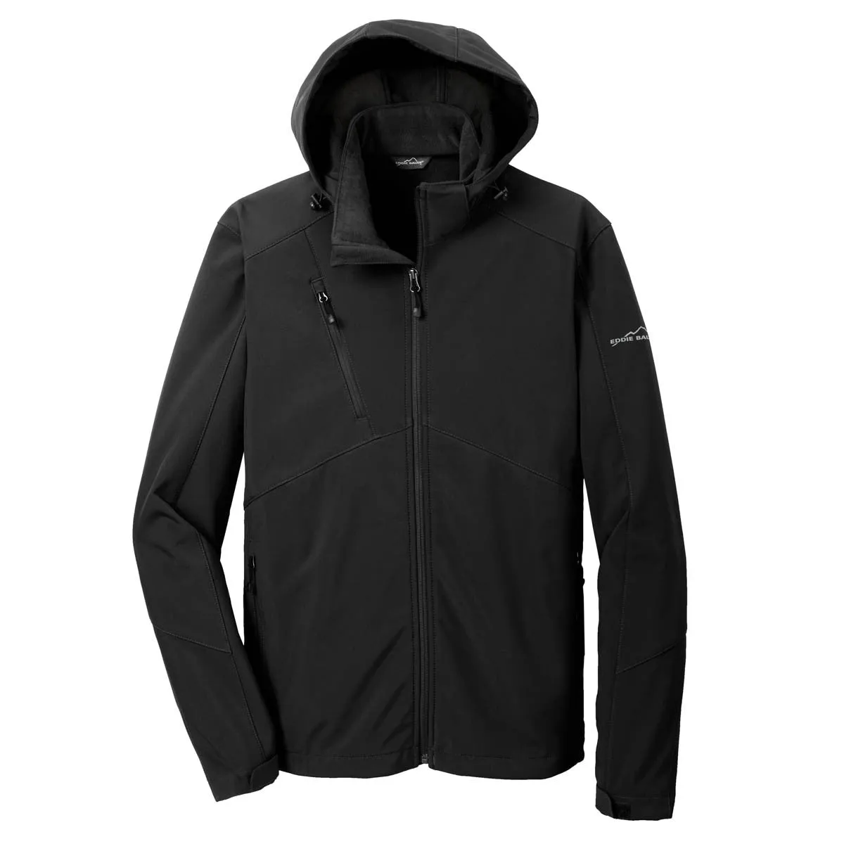 Black Hooded Softshell Parka for Men