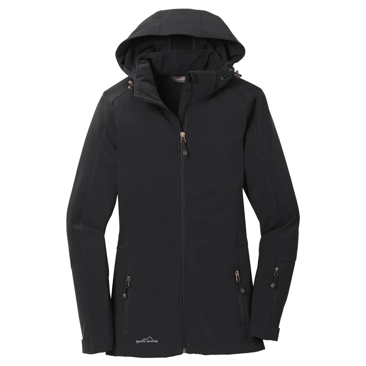 Black Hooded Softshell Parka for Women