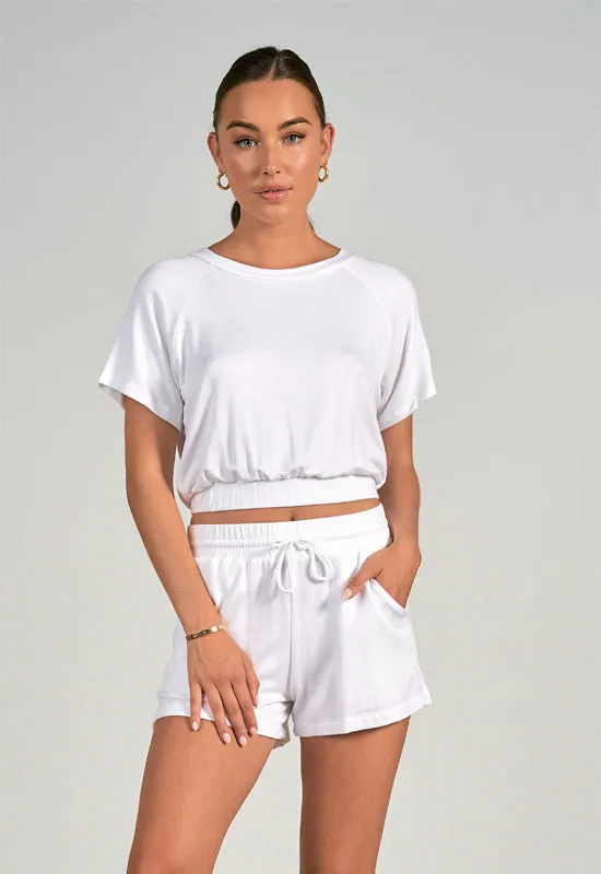 Short Sleeve White Crop Top By Elan