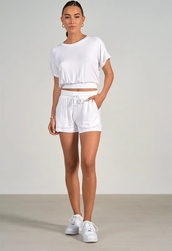 Short Sleeve White Crop Top By Elan