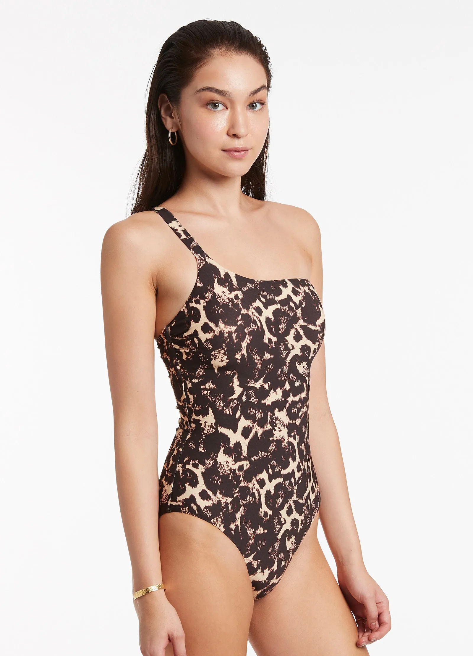 Black One Shoulder Allure One Piece