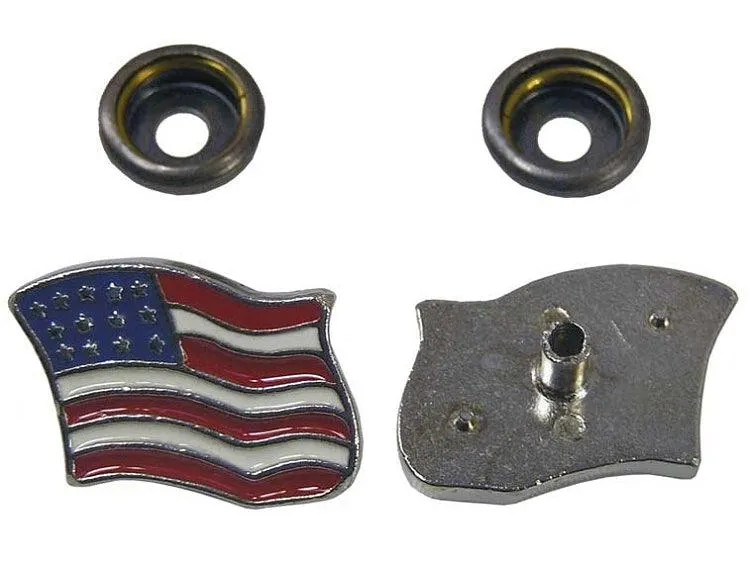 Enameled American Flag Snap Head Set (4)