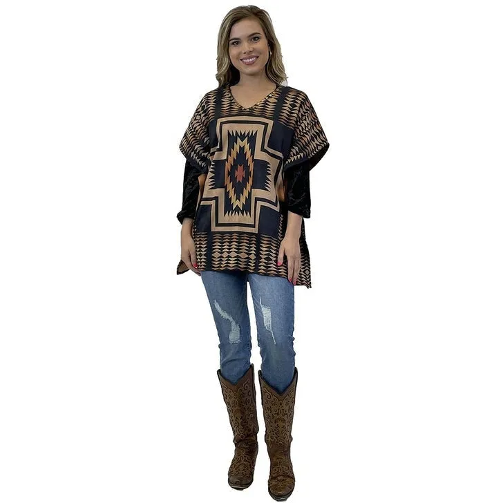 Aztec Cross Poncho by Fashion Express