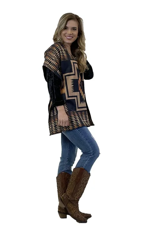 Aztec Cross Poncho by Fashion Express