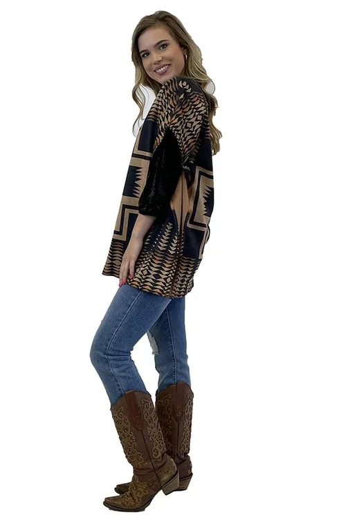 Aztec Cross Poncho by Fashion Express