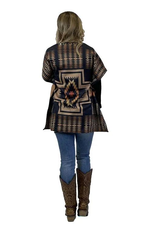 Aztec Cross Poncho by Fashion Express