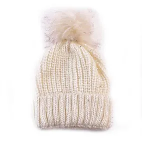 Winter Fur Ball Beanie Hat