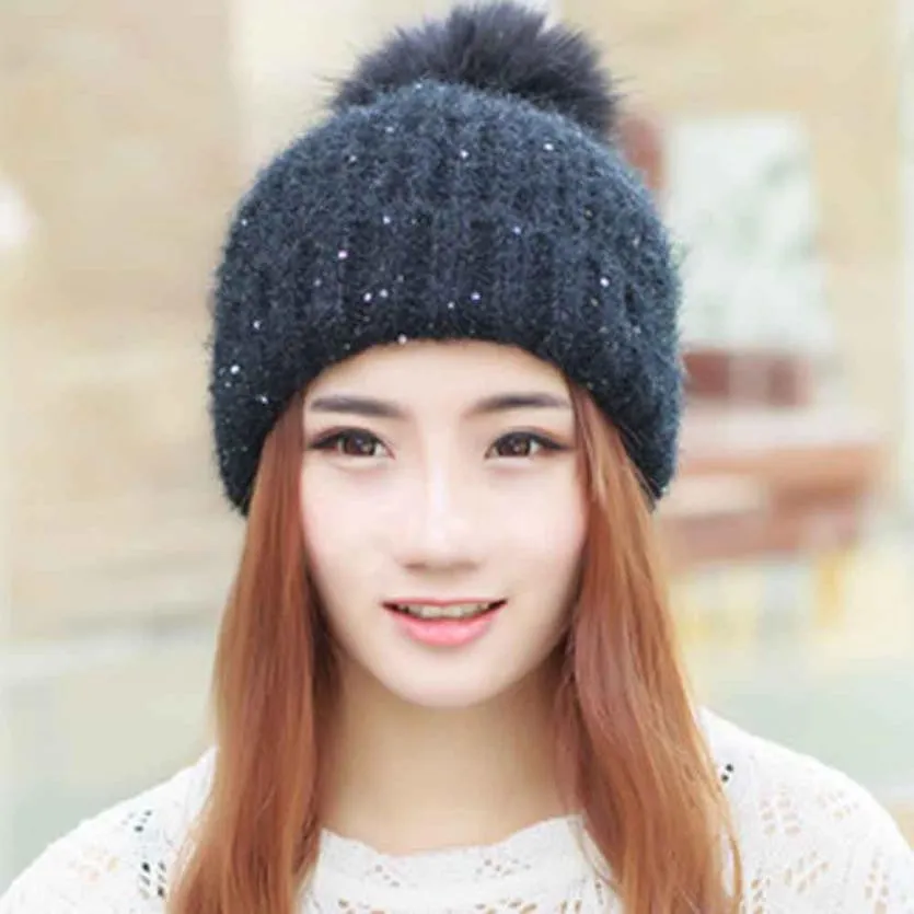 Winter Fur Ball Beanie Hat