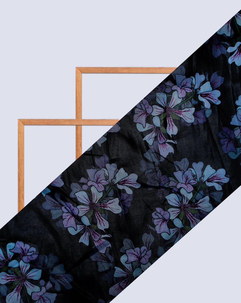 Black Floral Polyester Organza Fabric