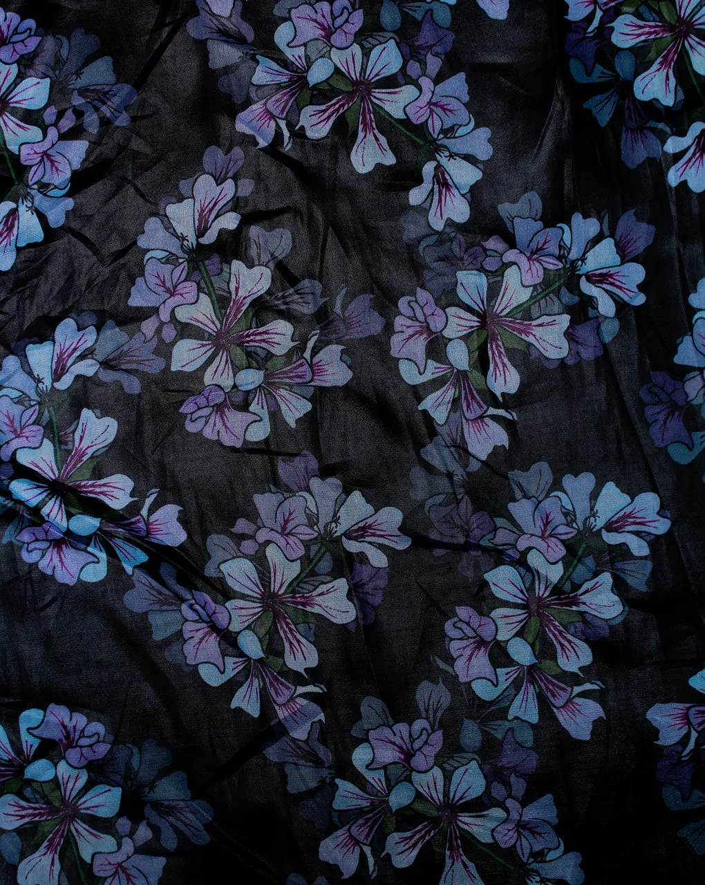 Black Floral Polyester Organza Fabric