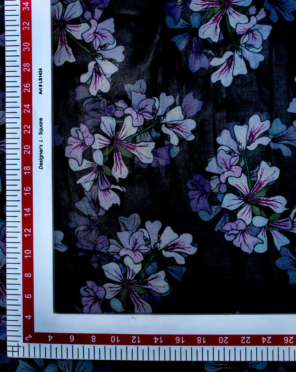 Black Floral Polyester Organza Fabric