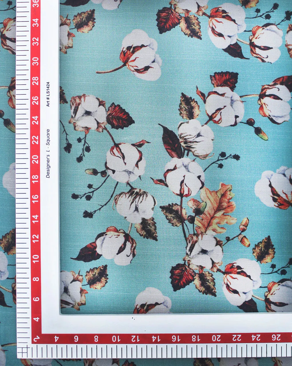 Sea Green Floral Polyester Organza Fabric