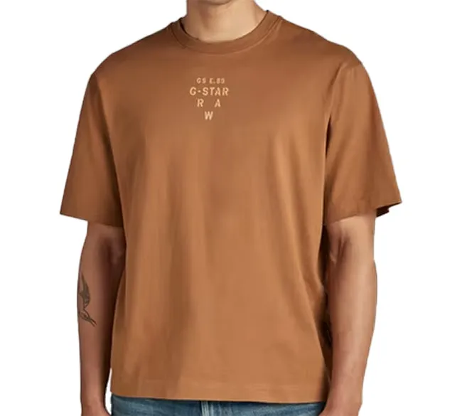 Men's Oxide Ocre Stencil Centre Graphic Boxy T-Shirt