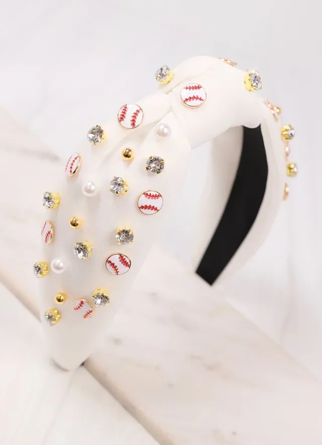 White Double Header Baseball Headband