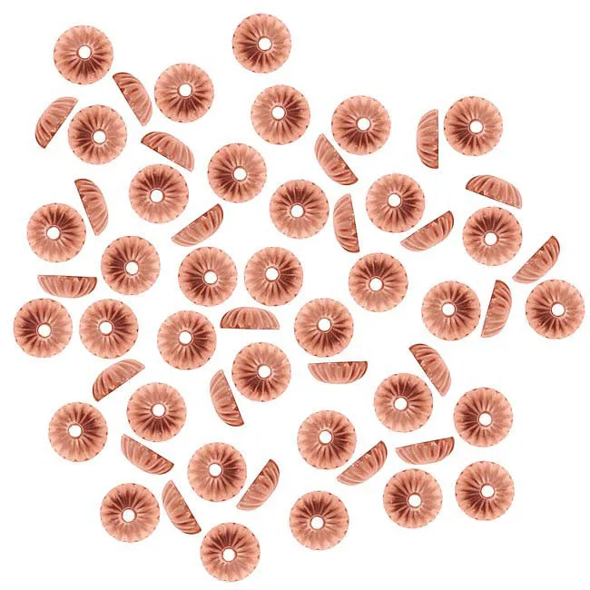 Genuine Bright Copper Small 5mm Corrugated Bead Caps (100 pcs)