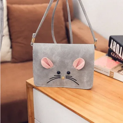 Girls Mini Nubuck Satchel Handbags Tote Messenger Bag Matte Purse Mice Design Shoulder Bags Women