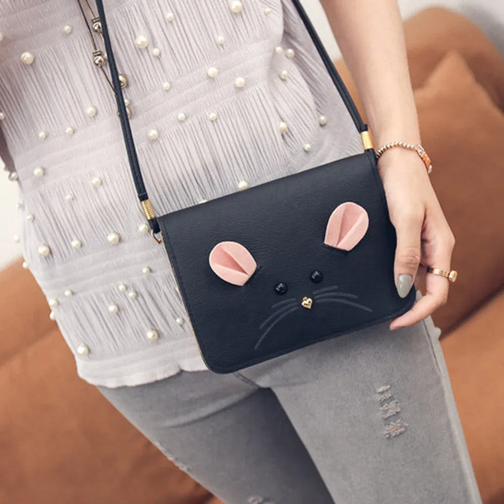 Girls Mini Nubuck Satchel Handbags Tote Messenger Bag Matte Purse Mice Design Shoulder Bags Women