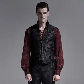 Men's Front Zip Gothic Jacquard Vests