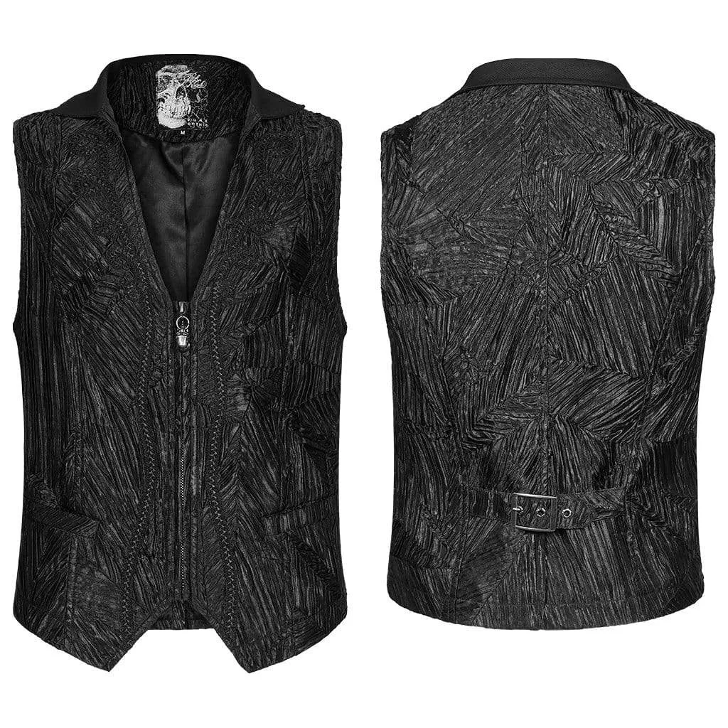 Men's Front Zip Gothic Jacquard Vests