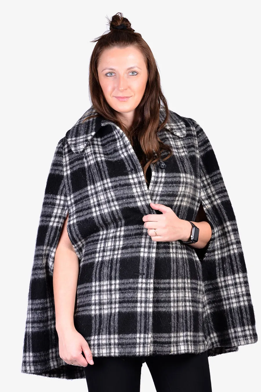 Handmade Tartan Wool Cape at Brick Vintage