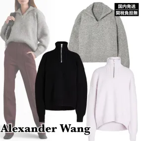 Alexander Wang Wool Long Sleeves Plain High-Neck Casual Street Style