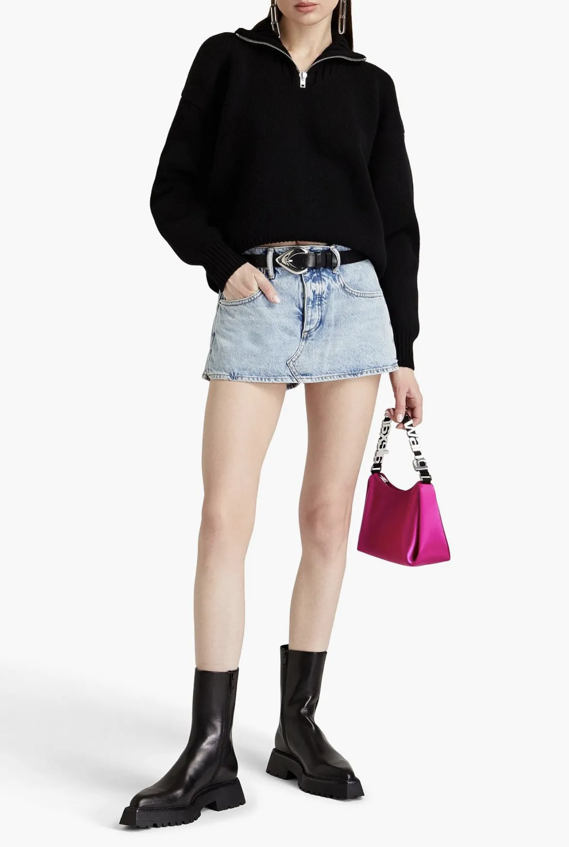 Alexander Wang Wool Long Sleeves Plain High-Neck Casual Street Style