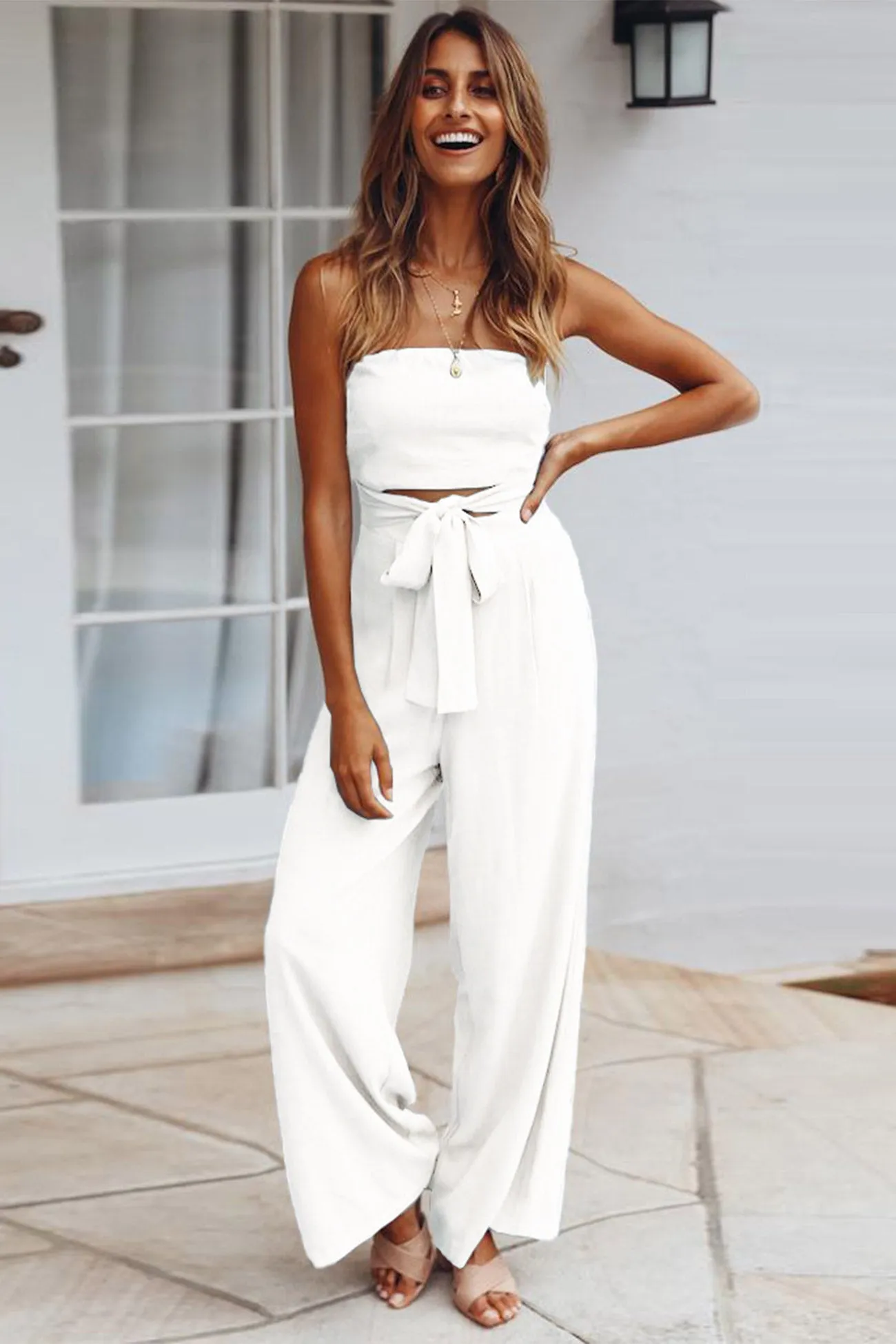 High Waist Strapless Jumpsuits