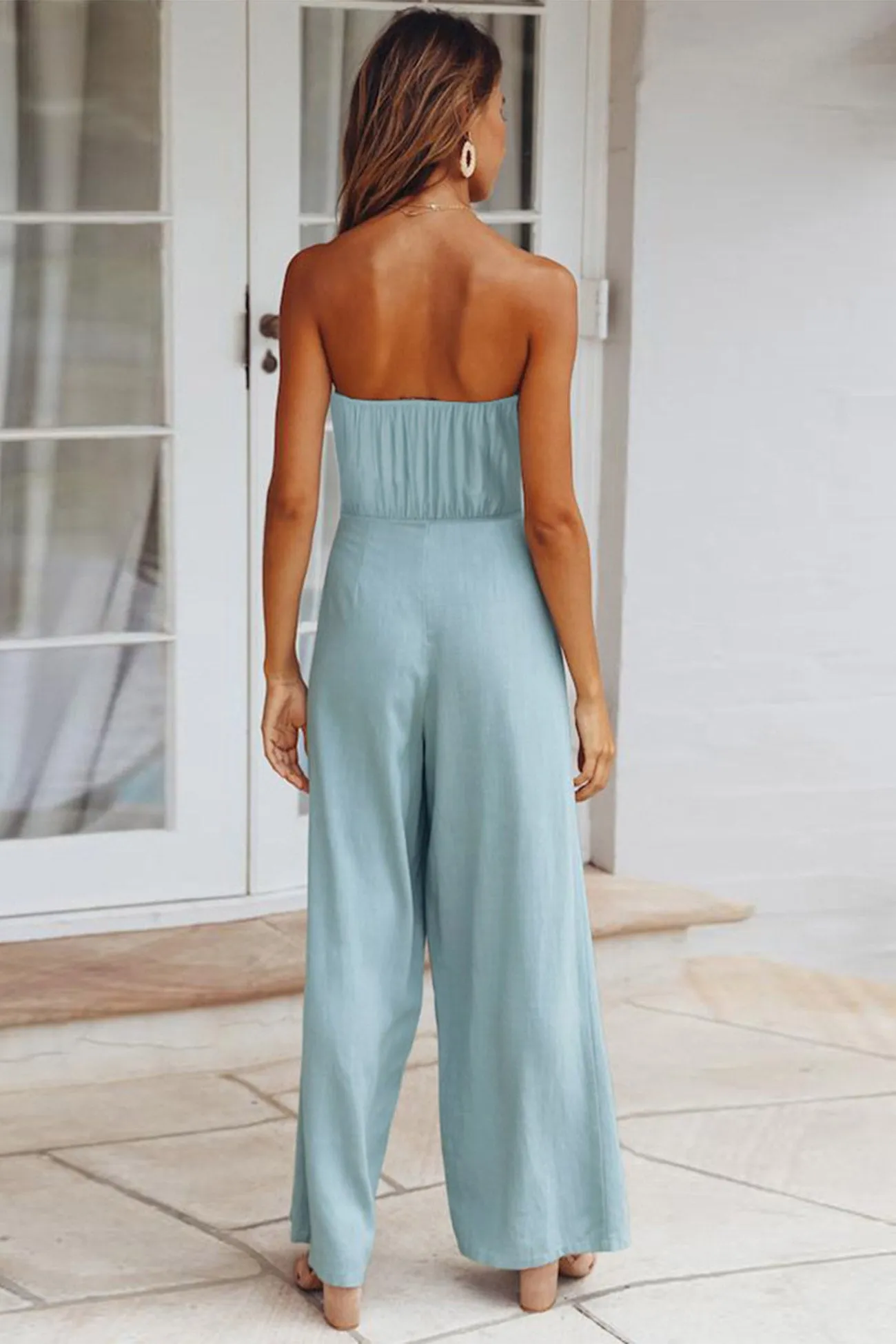 High Waist Strapless Jumpsuits