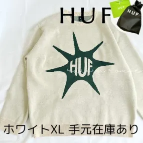 HUF Wool Street Style Crew Neck Unisex Long Sleeve Logo