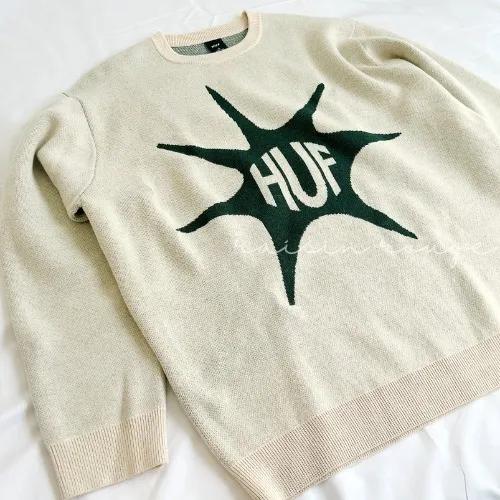 HUF Wool Street Style Crew Neck Unisex Long Sleeve Logo