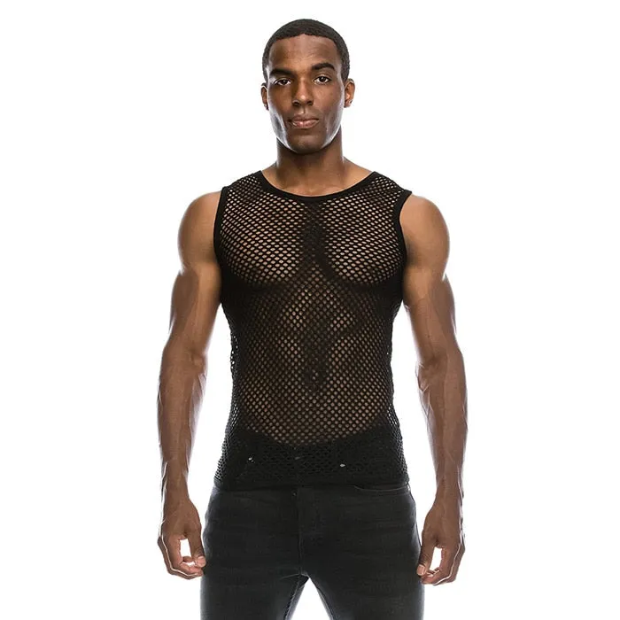 Polyester See-Through Fishnet Streetwear Fitness Shirt