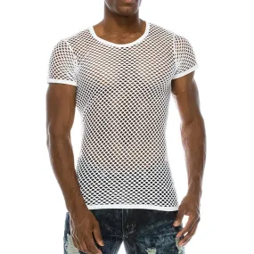 Polyester See-Through Fishnet Streetwear Fitness Shirt