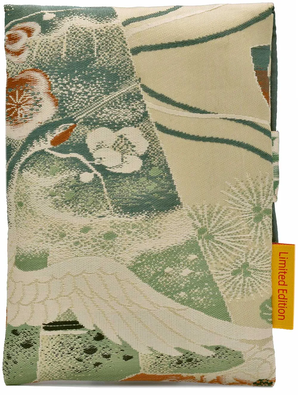 Japanese Vintage Silk Foldover Pouch with Chrysanthemums and Cranes