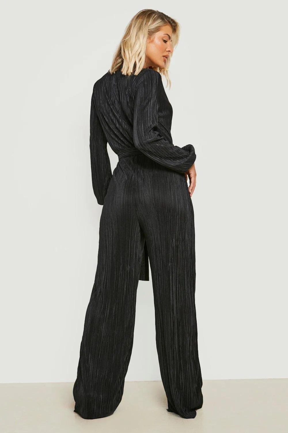 Plisse Plunge Wrap Jumpsuit