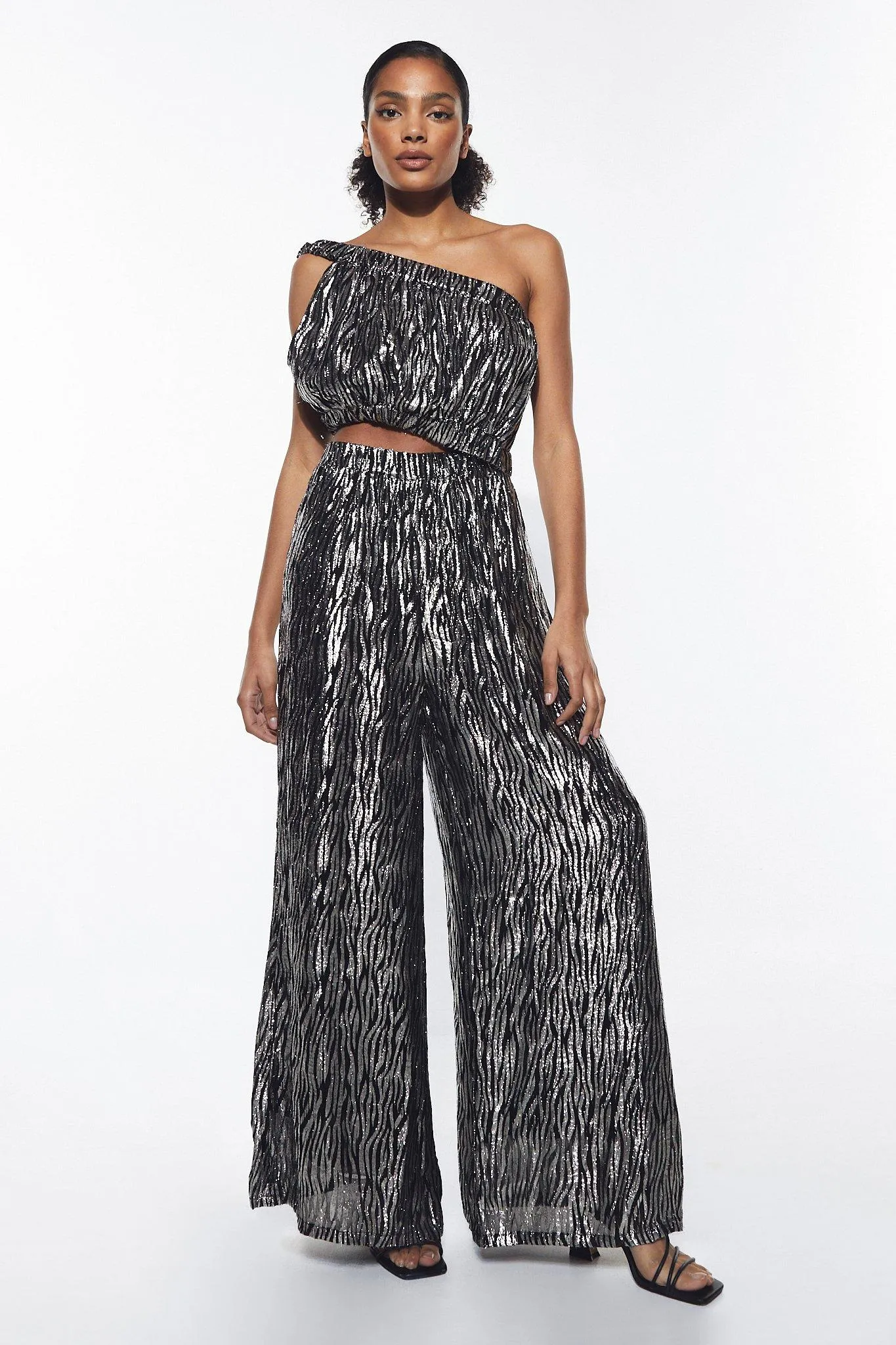 Sparkle Zebra Asymmetric Jumpsuit for Women