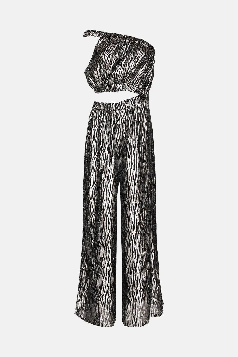 Sparkle Zebra Asymmetric Jumpsuit for Women