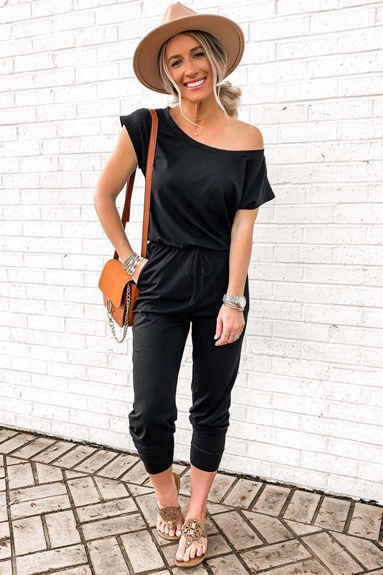 Jumpsuits with High Waist and Sloping Shoulders